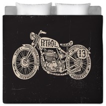 Text Filled Vintage Motorcycle Bedding 56631104