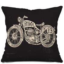 Text Filled Vintage Motorcycle Pillows 56631104