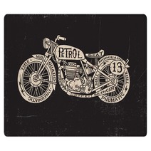 Text Filled Vintage Motorcycle Rugs 56631104