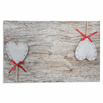 Textile Hearts On Old Wood Rugs 60095901
