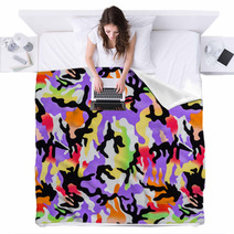 Texture Of Colorful Print Fabric Camouflage Blankets 93384500