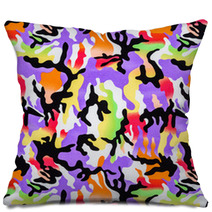 Texture Of Colorful Print Fabric Camouflage Pillows 93384500