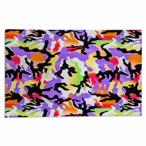 Texture Of Colorful Print Fabric Camouflage Rugs 93384500