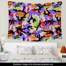 Texture Of Colorful Print Fabric Camouflage Wall Art 93384500