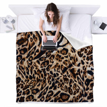 Texture Of Print Fabric Striped Leopard Blankets 72929024