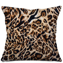 Texture Of Print Fabric Striped Leopard Pillows 72929024