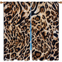 Texture Of Print Fabric Striped Leopard Window Curtains 72929024