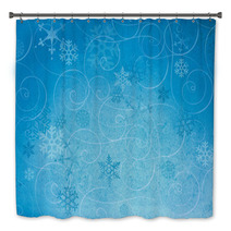 Textured Winter Snowflake Backgroud With Swirls. Bath Decor 68135268