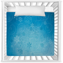 Textured Winter Snowflake Backgroud With Swirls. Nursery Decor 68135268