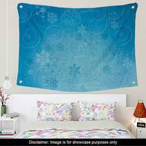 Textured Winter Snowflake Backgroud With Swirls. Wall Art 68135268