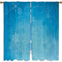 Textured Winter Snowflake Backgroud With Swirls. Window Curtains 68135268