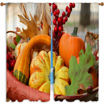 Thanksgiving Harvest Basket Window Curtains 4637865