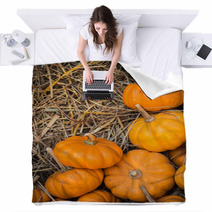 Thanksgiving Pumpkins Background Blankets 68958511