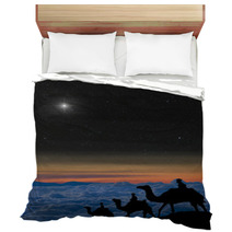 The 3 Wise Men Follow Christmas Star Over The Mountains. Bedding 66941769