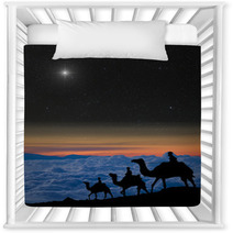 The 3 Wise Men Follow Christmas Star Over The Mountains. Nursery Decor 66941769