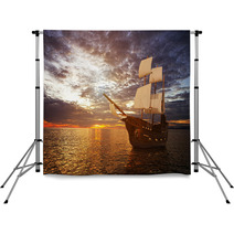 The Ancient Ship In The Sea Backdrops 61253766