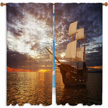 The Ancient Ship In The Sea Window Curtains 61253766