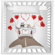 The Bride And Groom Riding In A Car Nursery Decor 39422844
