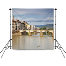 The Bridge Of Santa Trinita Over The Arno River In Florence Backdrops 68475317