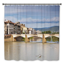 The Bridge Of Santa Trinita Over The Arno River In Florence Bath Decor 68475317