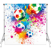 The Colorful Footballs On A White Background Backdrops 27637564