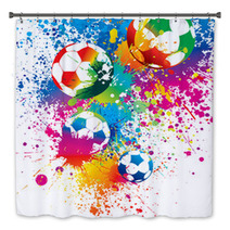 The Colorful Footballs On A White Background Bath Decor 27637564