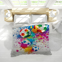 The Colorful Footballs On A White Background Bedding 27637564