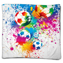 The Colorful Footballs On A White Background Blankets 27637564