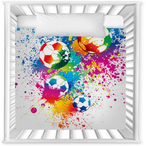 The Colorful Footballs On A White Background Nursery Decor 27637564