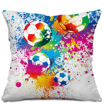 The Colorful Footballs On A White Background Pillows 27637564