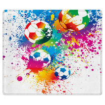 The Colorful Footballs On A White Background Rugs 27637564
