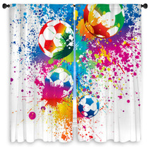The Colorful Footballs On A White Background Window Curtains 27637564