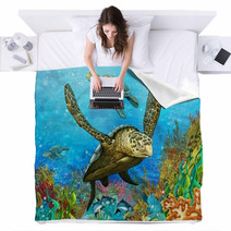 The Coral Reef Illustration For The Children Blankets 51246970