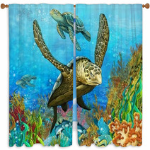 The Coral Reef Illustration For The Children Window Curtains 51246970