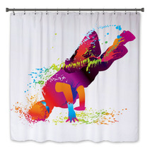 The Dancing Boy With Colorful Spots And Splashes. Vector Bath Decor 35744565