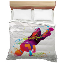 The Dancing Boy With Colorful Spots And Splashes. Vector Bedding 35744565