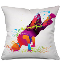 The Dancing Boy With Colorful Spots And Splashes. Vector Pillows 35744565