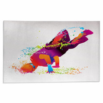 The Dancing Boy With Colorful Spots And Splashes. Vector Rugs 35744565