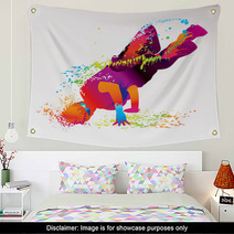 The Dancing Boy With Colorful Spots And Splashes. Vector Wall Art 35744565