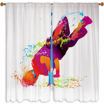 The Dancing Boy With Colorful Spots And Splashes. Vector Window Curtains 35744565