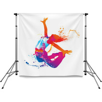 The Dancing Girl With Colorful Spots And Splashes On White Backdrops 35744546