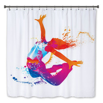 The Dancing Girl With Colorful Spots And Splashes On White Bath Decor 35744546