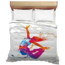 The Dancing Girl With Colorful Spots And Splashes On White Bedding 35744546