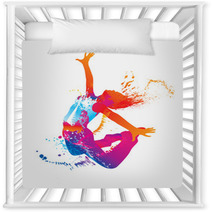 The Dancing Girl With Colorful Spots And Splashes On White Nursery Decor 35744546
