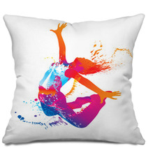 The Dancing Girl With Colorful Spots And Splashes On White Pillows 35744546