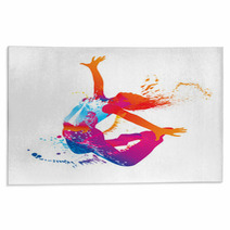 The Dancing Girl With Colorful Spots And Splashes On White Rugs 35744546