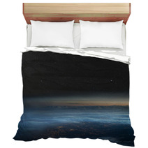 The Earth At Night. City Lights Below The Clouds, Stars Above. Bedding 61437052
