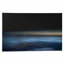 The Earth At Night. City Lights Below The Clouds, Stars Above. Rugs 61437052