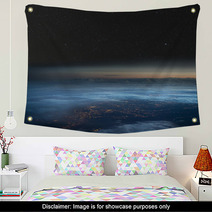 The Earth At Night. City Lights Below The Clouds, Stars Above. Wall Art 61437052
