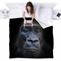 The Evil Eyes In The Night The Gorilla Portrait Blankets 54900385